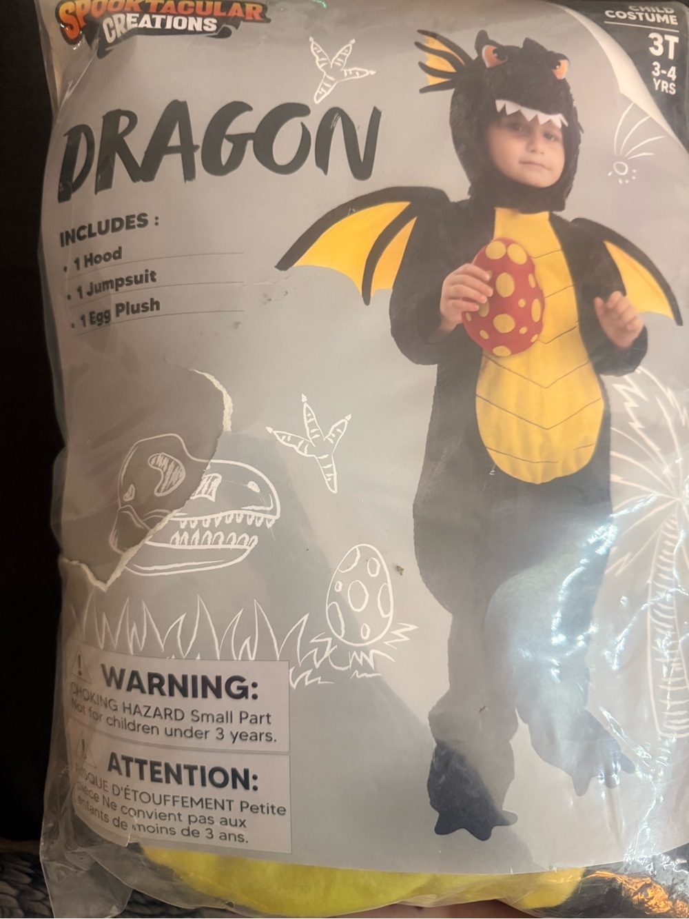 Spooktacular Creations Kids Black & Yellow Dragon Costume - 3T